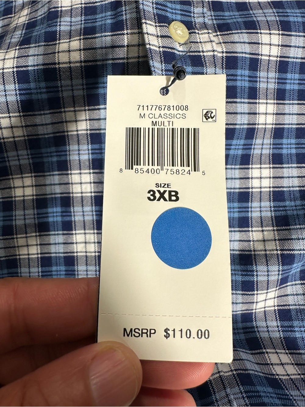Ralph Lauren Navy and Light Blue Plaid Button-Down Shirt Size 3XB New with Tags